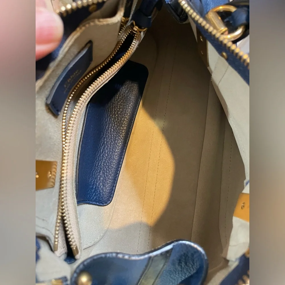 Chloe Dark Blue Leather Satchel with Gold Hardware - Picture 9 of 14